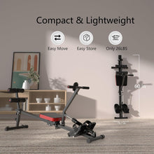 Load image into Gallery viewer, Rowing Machine, 12 Adjustable Resistance, Sliding Seat Cushion with LCD Display, Foldable, Weight Capacity 265lbs, Suitable for Home Use
