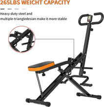 Load image into Gallery viewer, Rower-Ride Exercise Trainer with Adjustable Resistance Bands and LCD Display, Foldable, Weight Capacity 265 LBS, Deep Squat Workout Exercise Equipment
