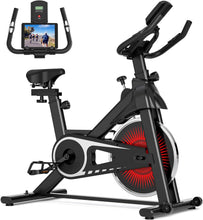 Load image into Gallery viewer, Adjustable Resistance Stationary Bike for Home, Indoor Cycling Bike with Smartphone Holder, LCD Display and Heart Rhythm Monitor
