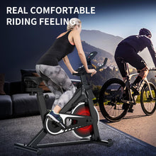 Load image into Gallery viewer, Adjustable Resistance Stationary Bike for Home, Indoor Cycling Bike with Smartphone Holder, LCD Display and Heart Rhythm Monitor
