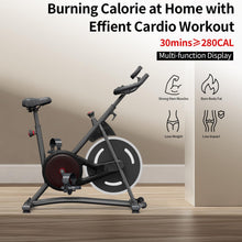 Load image into Gallery viewer, Indoor Cycling Bike for Home Cardio Gym Workouts. Fitness Stationary Bike Machine with 245 lbs Weight Capacity, Digital Display with Pulse, Upgraded Seat
