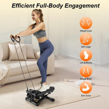 Load image into Gallery viewer, Steppers for Exercise at Home, Mini Stepper 300LBS Loading Capacity, Low-Impact Stair Step Cardio Equipment with Digital Monitor, Stepper with Resistance Bands
