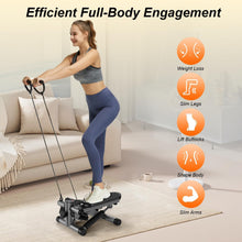 Load image into Gallery viewer, Steppers for Exercise at Home, Mini Stepper 300LBS Loading Capacity, Low-Impact Stair Step Cardio Equipment with Digital Monitor, Stepper with Resistance Bands
